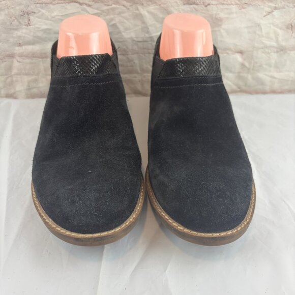 Clarks Women's 9.5 Black Camzin Mix Suede Slip-on Ankle Booties - Picture 7 of 9